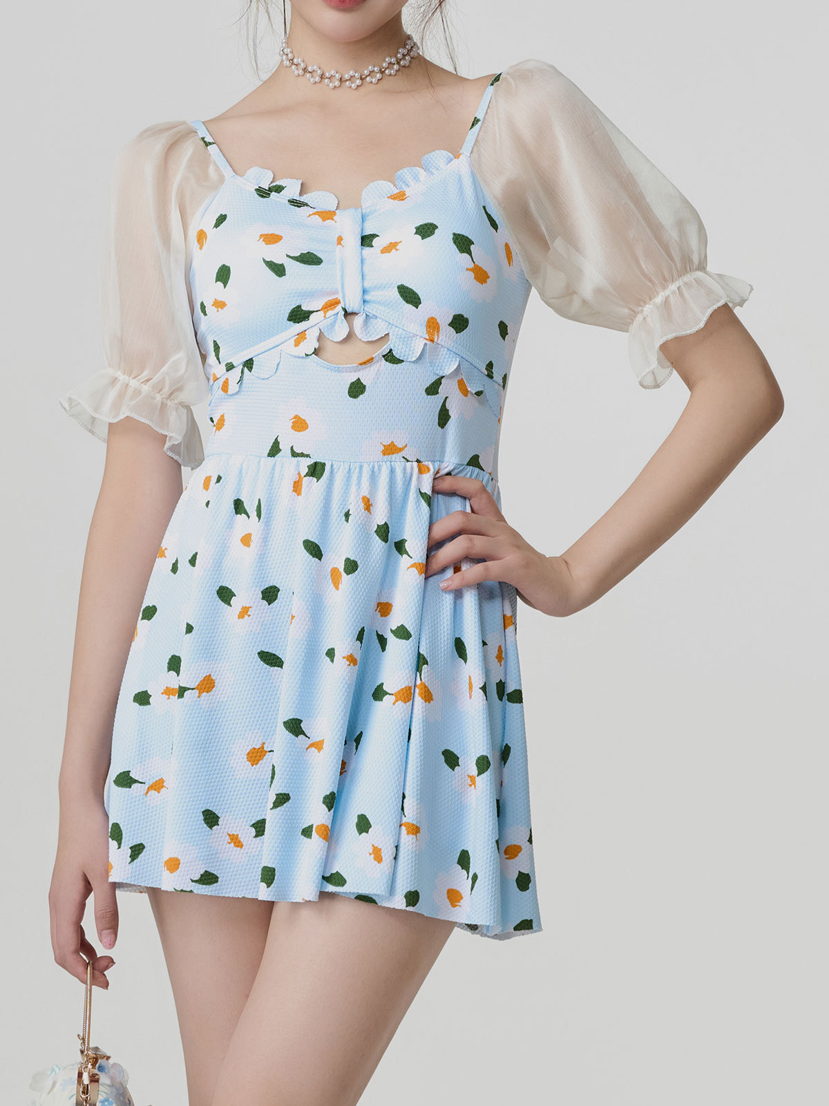 Trajes de baño de mujeres conservadores estudiantes Fairy Fan2024 nuevos trajes de baño de verano frescos y dulces