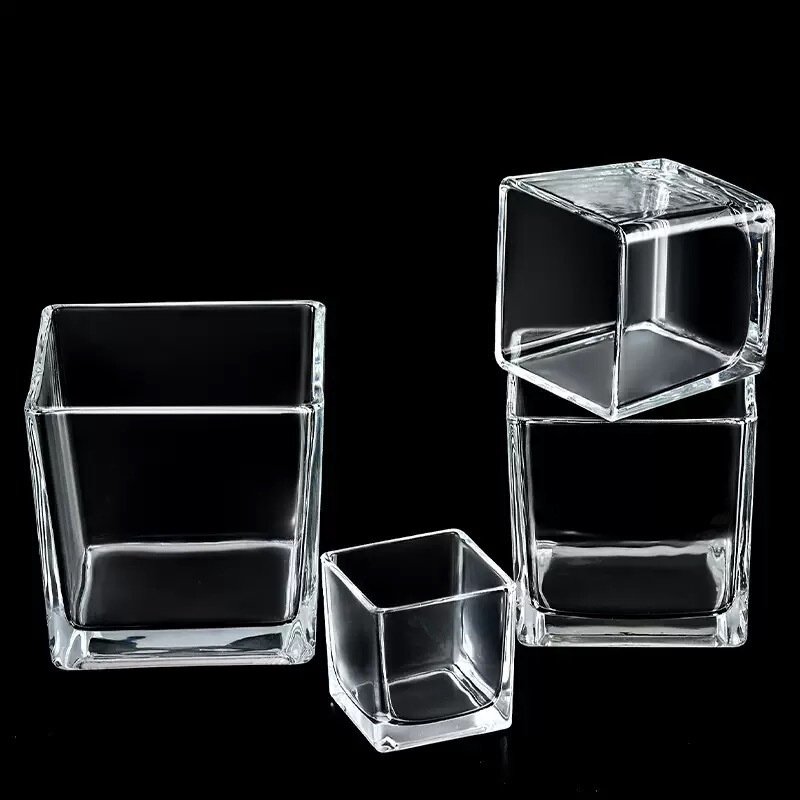 Wholesale Square Glass Vase, Square Hydroponic Flower Arrangement Vase, Simple Flower Pot, Creative Desktop Decoration Wholesale Square Glass Vase, Square Hydroponic Flower Arrangement Vase, Simple Flower Pot, Creative Desktop Decoration