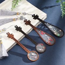 国潮中国风特色创意学校纪念礼品伴手礼红实木质琵琶书签批发礼物