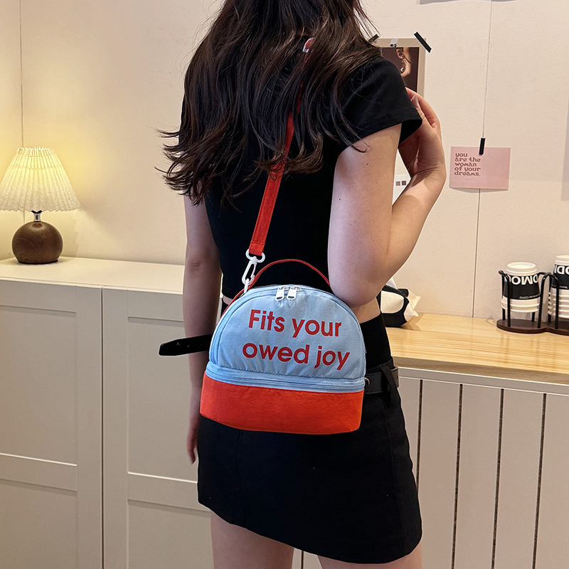 Cross-Border New Style Color-Blocking Shell Handbag with Fashionable Letter Design, Dopamine Korean Version Trendy Crossbody Bag