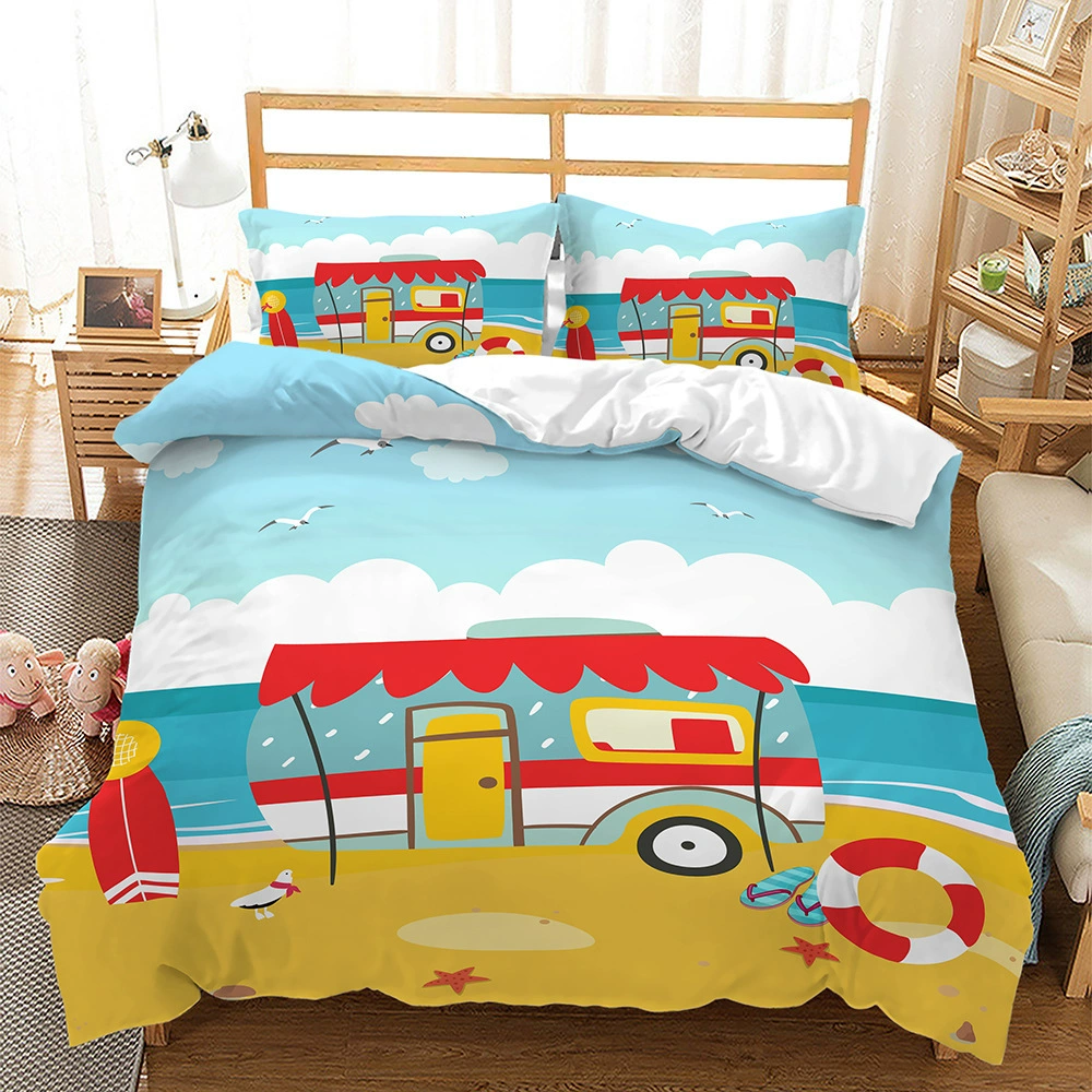 RV for traveling, set, digital duvet cover, pillowcase, 3 piece set, Amazon, for import, 3D, bedding