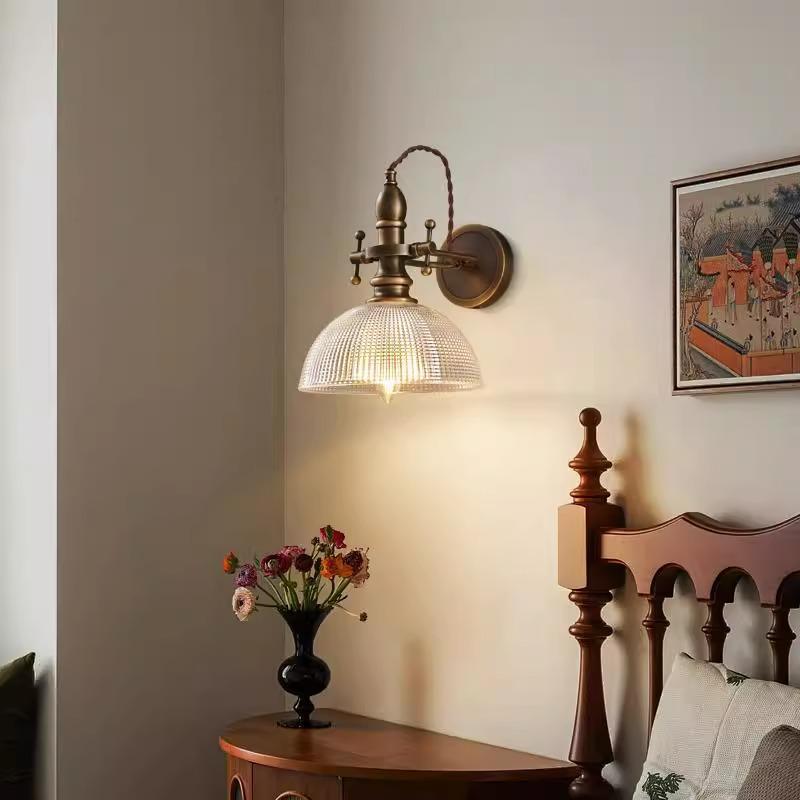 2024 habitación de lectura ligera industrial de estilo antiguo dormitorio nueva cabeza de cama rural lámpara de pared completa estilo americano estudio de bronce antiguo