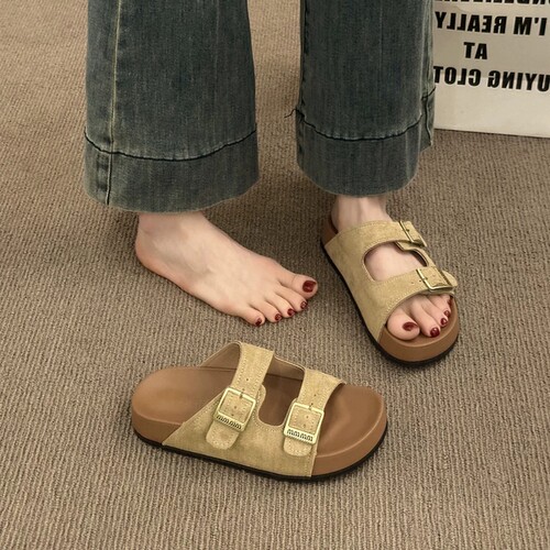 Platform sandals with platform soles for women's summer outer wear ins trend 2026 new style retro skirt height-increasing Birken sandals