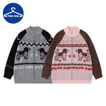 TIDEEKU 字母毛衣宽松圆领套头衫慵懒男女卫衣数字可爱欧美款秋装