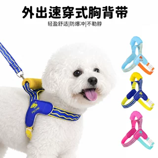 彩色宠物牵引绳可牵引多巴胺狗狗胸背带便携穿戴狗绳马鞍胸背现货