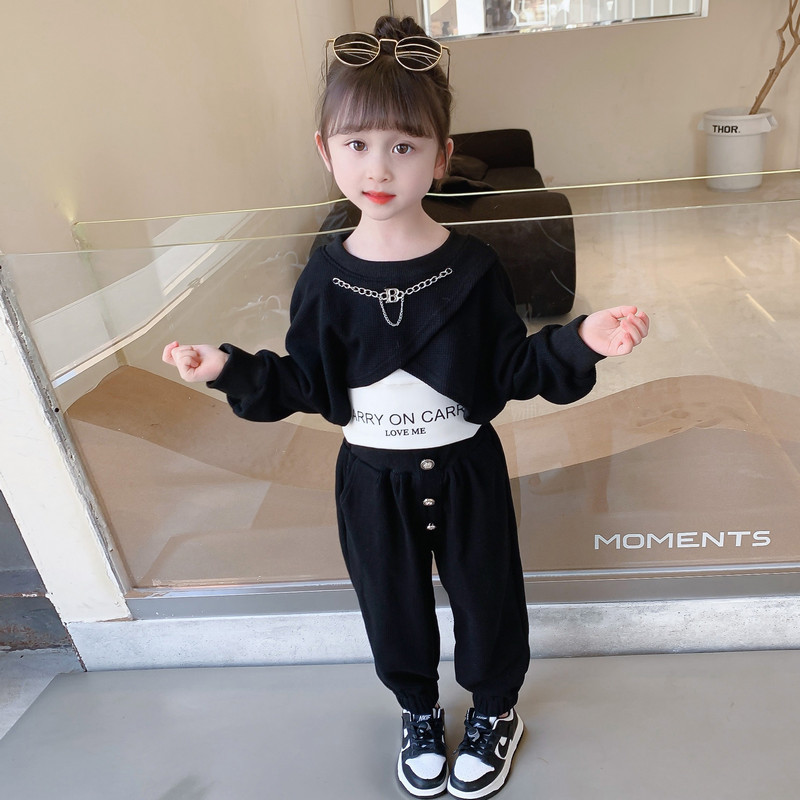 Girls&#39; suits Spring 2022 new pattern Fashionable Autumn Kids clothes Female baby Western style Autumn Three