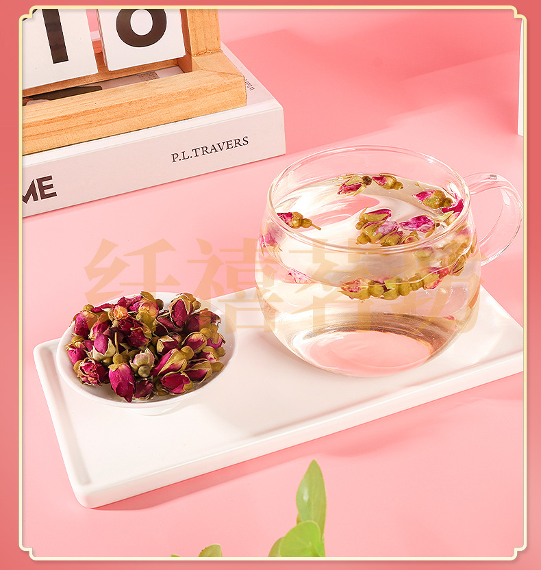 Rose Bud Flower Tea Mei Gui Hua 重瓣红玫瑰 Dried Rose Buds 30g Herbal Floral Infusion in use