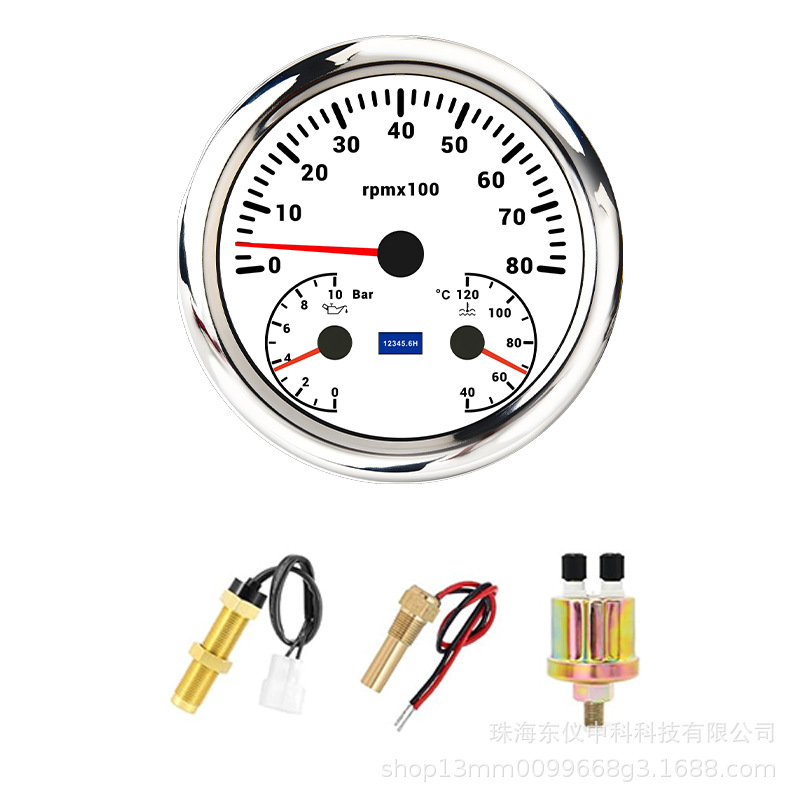 Zhuǎnsùbiǎo – automobile instrument & Water Temp Gauge - white-dial-8k-rpm-oil-pressure-bar-water-temp-3-in-1
