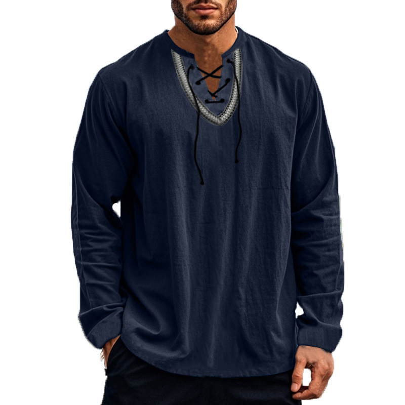 Herren Mantel Aus Baumwolle Und Leinen Mit Stehkragen_voghion.com