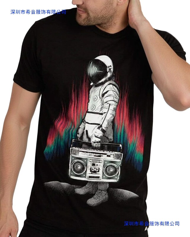 Intotheam Men's Graphic T-Shirt S-4Xl Short Sleeve Colorful T-Shirt Psychedelic Space Design