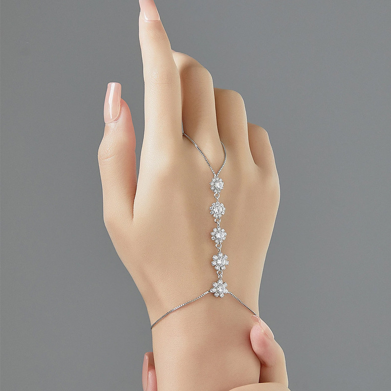 Cross-border Explosive Flower Finger Bracelet Simple Bosimi Feng Shui Drill Bracelet Fashion Temperament Bracelet Bracelet