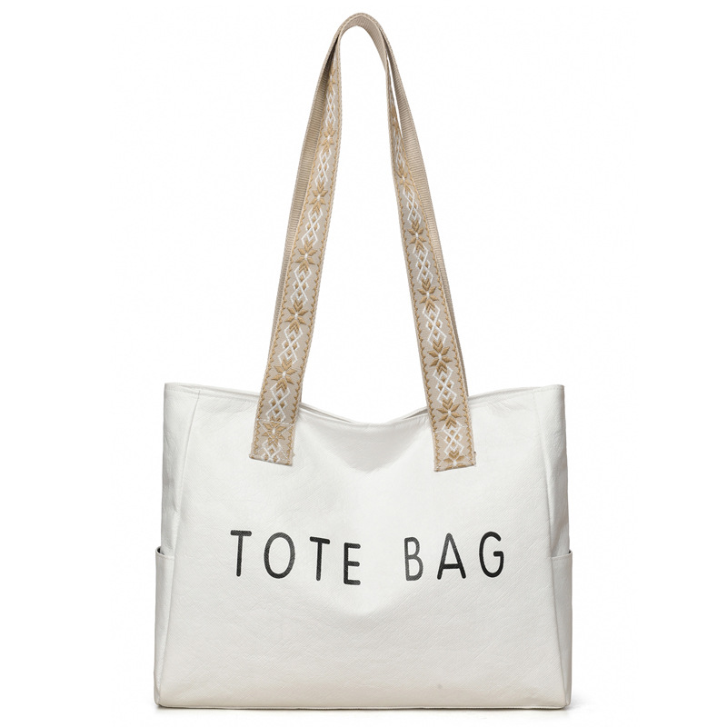 Spring/Summer New Simple Fashion Retro Large Capacity Tote Bag Versatile Cowhide Texture Handbag For Women - Thumbnail 7