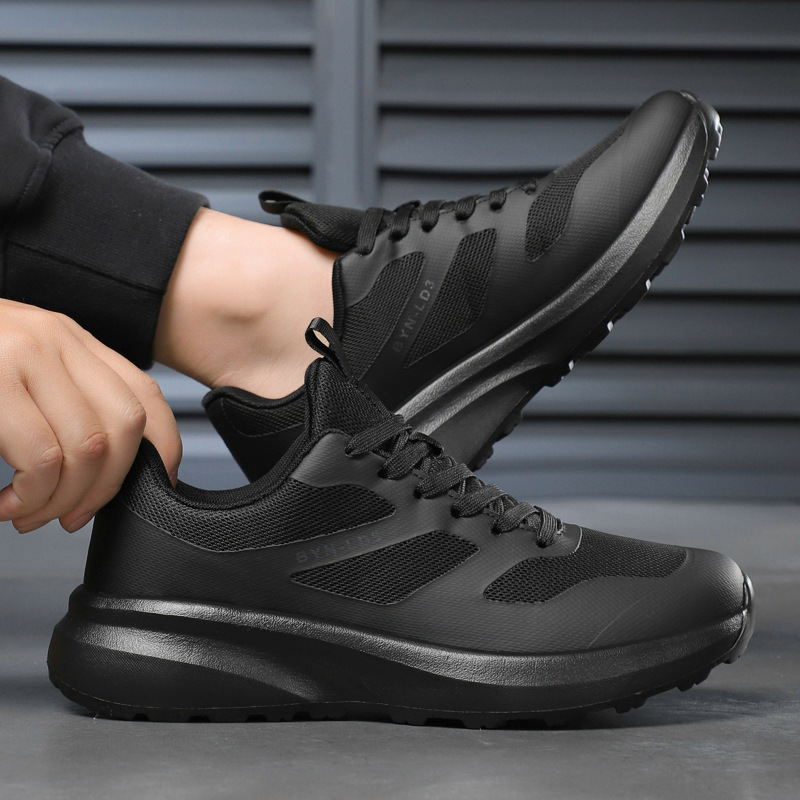 Men's Shoes Foreign Trade Wholesale Internet Celebrity Same Style Comfortable Running Shoes Youth Thick-Soled Rebound Lightweight Lace-Up Sports Shoes