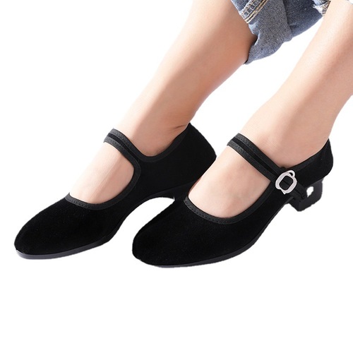 Ethnic dance shoes Jiaozhou Yangko shoes black high heels Tibetan dance cloth shoes women's ethnic folk dance Northeastern Yangko shoes