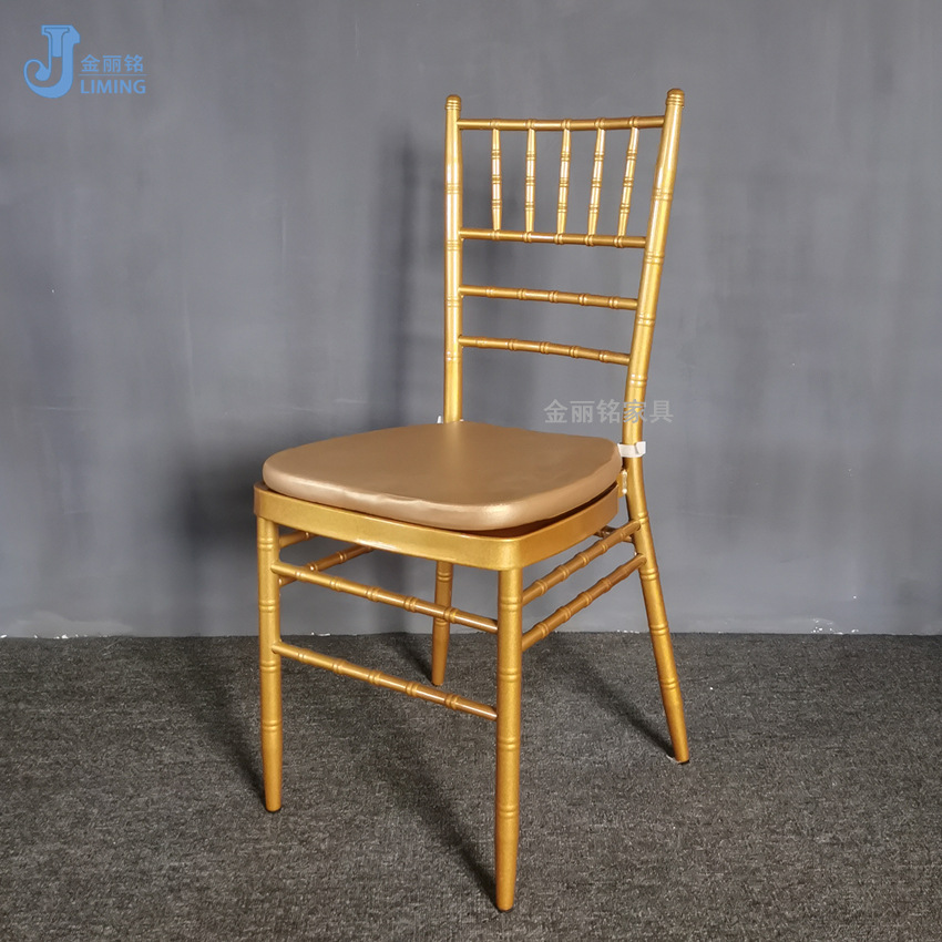 Silla de bambú metálica, silla de banquete para hotel, silla de bambú dorada simple, silla para exteriores, césped, bodas, celebraciones, venta al por mayor