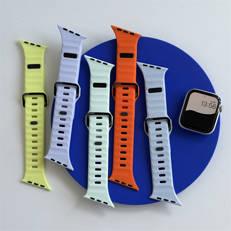 Second-generation irregular twill silicone strap suitable for Apple S10 watch, S11, iWatch 9, Apple Watch 8SE Second-generation irregular twill silicone strap suitable for Apple S10 watch, S11, iWatch 9, Apple Watch 8SE