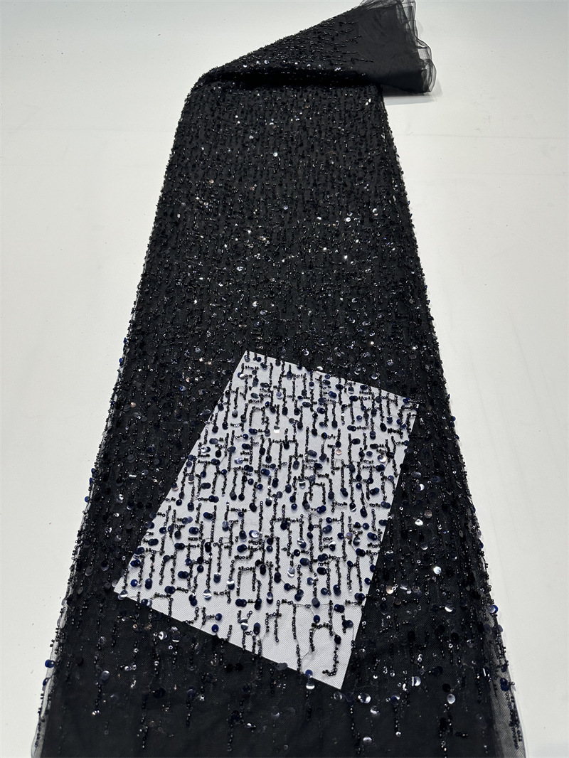Fábrica al por mayor sequinilla bordada perlas tubo bordado tela de moda rendimiento de escenario ropa de vestir de alta calidad tela