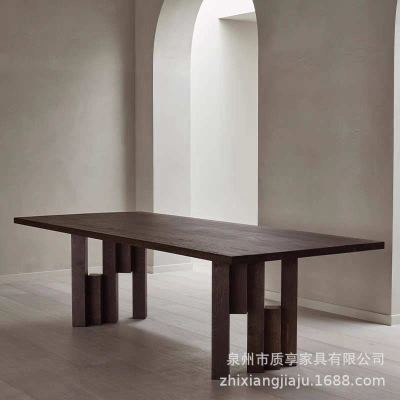 Wabi-Sabi Style Solid Wood Dining Table Tea Room Leisure Tea Table Living Room Reception Conference Multi-Person Long Table Designer Desk