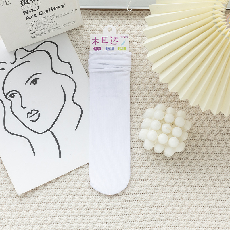 Calcetines de hielo finos de terciopelo de primavera, verano y otoño, medias a rayas para mujer, medias de hielo de tubo medio, calcetines de pila japoneses transpirables