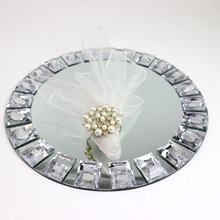 酒店婚礼用餐盘边部银色方块镜面盘日用会所样板间装饰西餐盘摆件