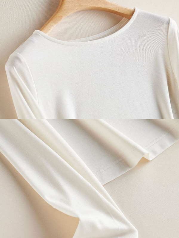 アセテートテンセルワンラインカラー長袖Tシャツレディースリヨセル軽量通気性スリムインナーウェアアウターボトリングシャツトップ|undefined