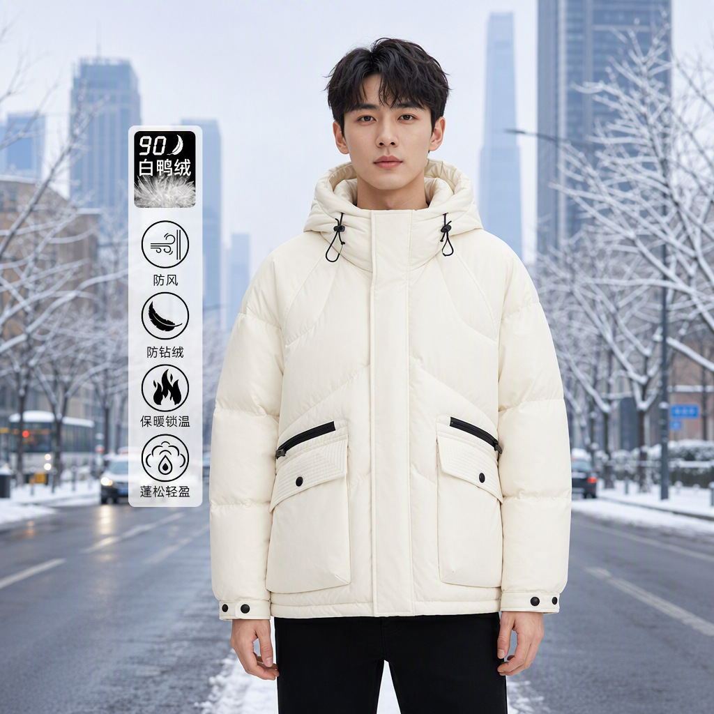 Chaqueta de plumón corta para hombre, plumón de pato blanco, casual, nuevo estilo para hombres y mujeres, chaqueta de plumón con capucha, protección contra el frío