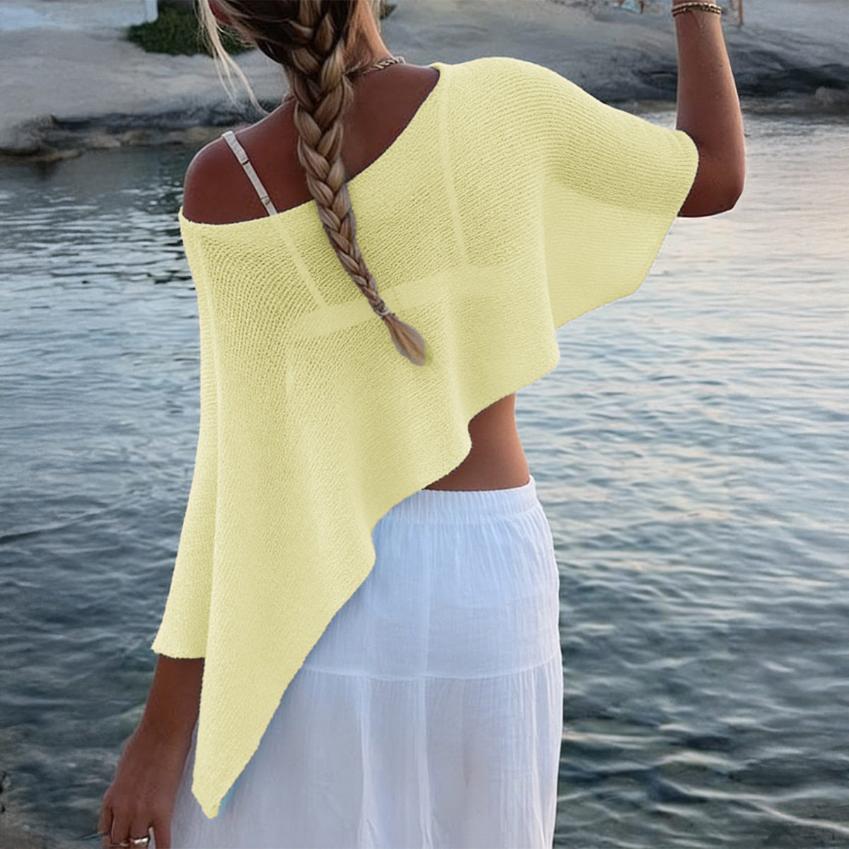 Breathable Knitted Boho Chic Cape Top For Women - Lightweight Summer Cover-Up With Sheer Elegance (S/M/L/XL) - Casual Beachwear & Daily Layering_voghion.com