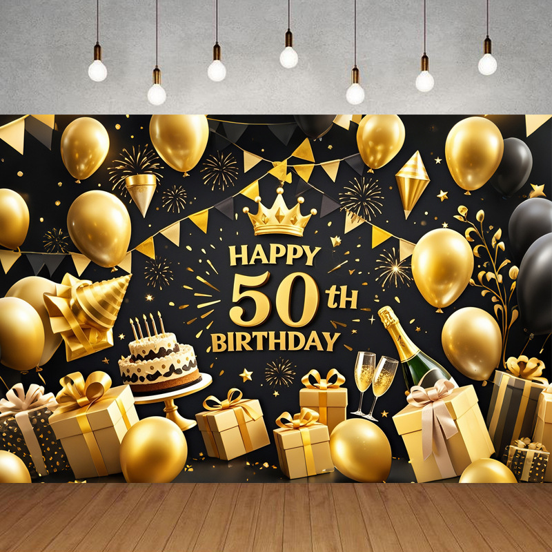 Nueva tela de fondo de feliz cumpleaños transfronteriza, carnaval de fiesta, serie principal de decoración de escenas, banner de cumpleaños