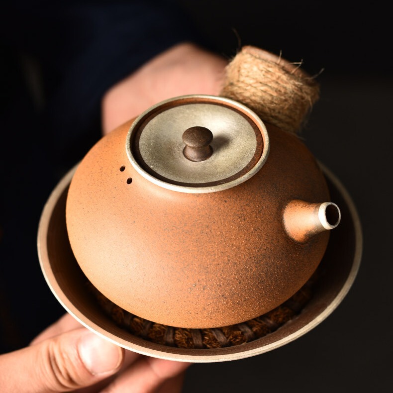 Raw ore stoneware side handle pot drawing silver teapot large capacity tea set Old Rock clay ceramic single pot anti-scald tied rope Raw ore stoneware side handle pot drawing silver teapot large capacity tea set Old Rock clay ceramic single pot anti-scald tied rope