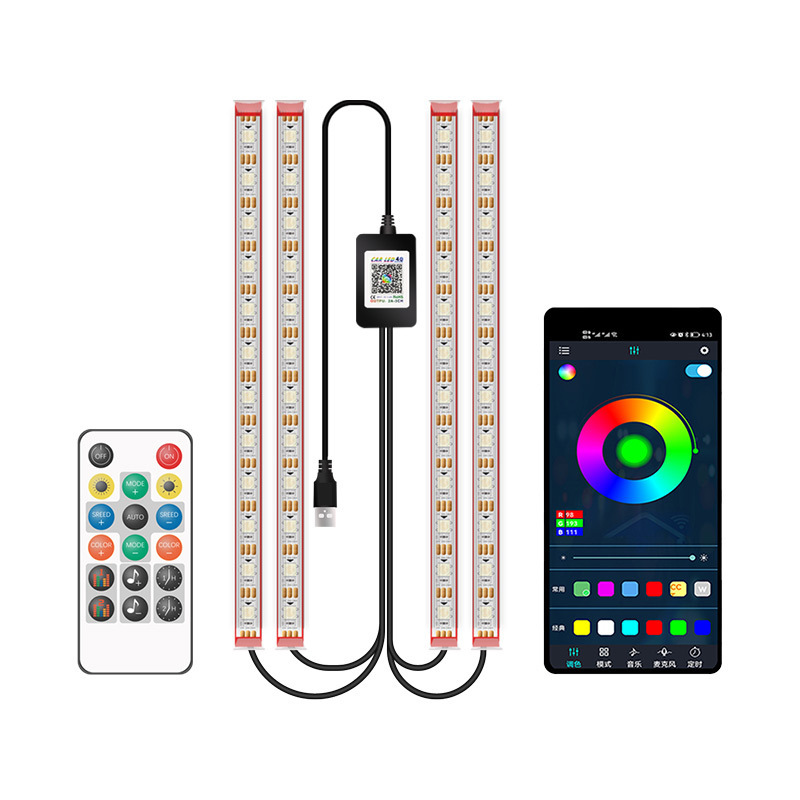 Luz de atmósfera de color fantasma de automóvil APP Bluetooth control remoto inalámbrico doble luz de atmósfera de control