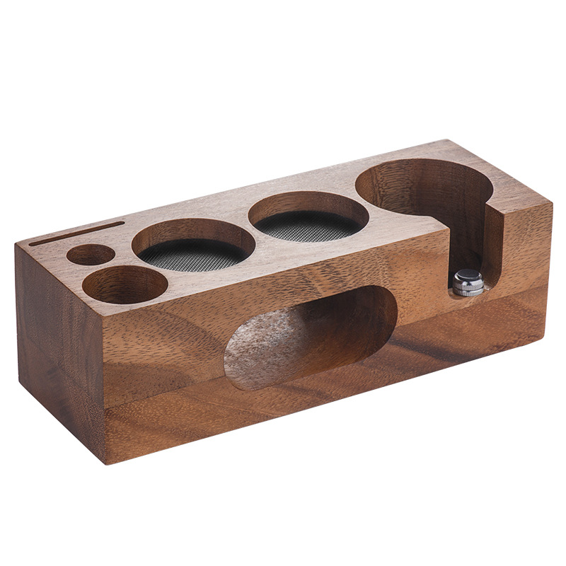 Polvo de café de madera maciza Base de prensa Máquina de café Mango Dispositivo de soporte Almacenamiento de presión Asiento de relleno Polvo de tela Soporte de cojín del asiento