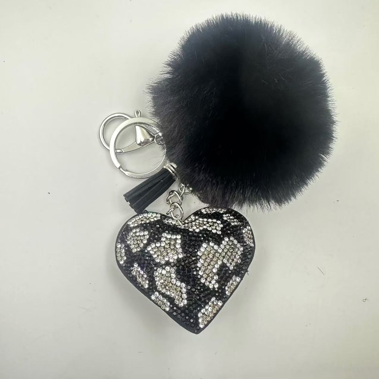 55g Weight Rhinestones Inlay Material Keychain Classification 1 Piece Quantity Daily Occasion Plush Material Heart Shape Pattern Unisex Gender Sweet, Korean Style Style Sweet Korean Style Heart Shape Plush Rhinestones Unisex Keychain 6