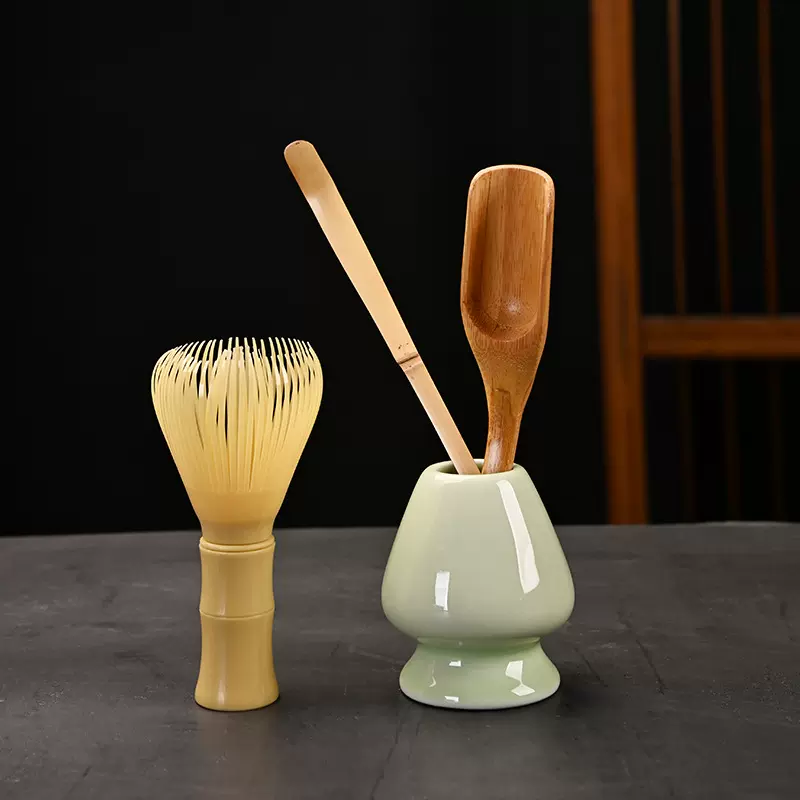 淡竹子百本立抹茶刷PP茶筅打茶刷茶道工具三件套茶勺子塑料茶筅