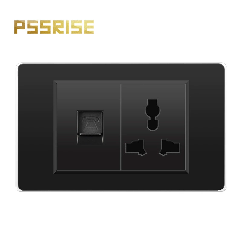 Черная настенная панельная розетка с 118 тип switch, тайваньская розетка с 20W type-C, шесть отверстий