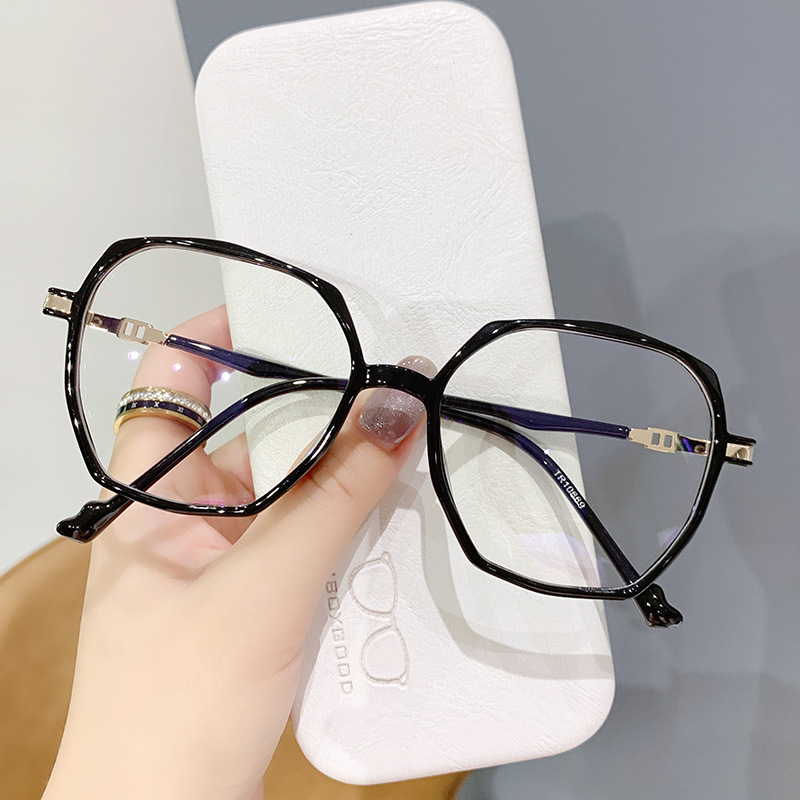 2021 new tr anti Blu ray glasses women's fashion online red street photography plain glasses frame flat glasses can be equipped with myopia glasses