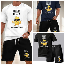 夏季热销时尚潮流豪华套装3D打印美国街头透气速干t恤短裤套