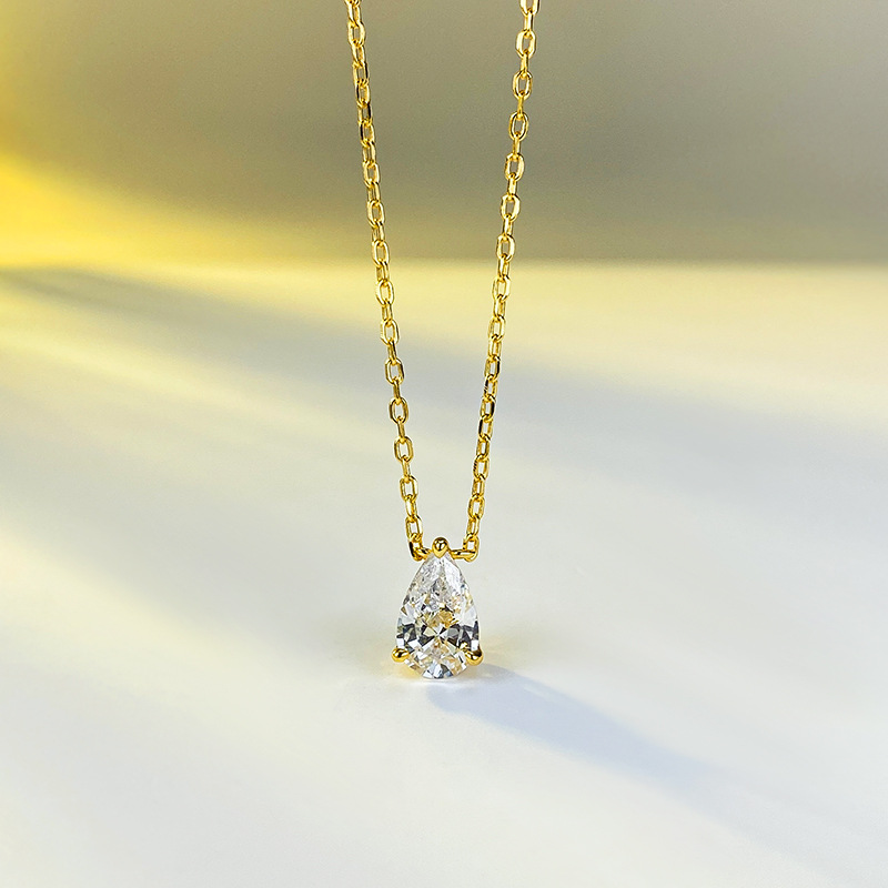 925 Sterling Silver Material 925 Sterling Silver Zircon Mariner Chain Chamfered Square Grain Plating Water Droplets Pendant Necklace