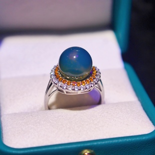 11mm Mexican Lamper Seiko Inlay S925 Silver Ring Classic Diana Double Ring with Gem