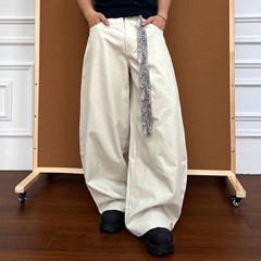 美式复古蛇纹腰带cleanfit男女设计感通勤宽松弯刀阔腿休闲工装裤
