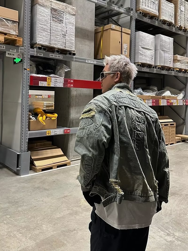 Chaqueta estilo americano con grafiti para hombre, chaqueta vaquera informal estilo Hong Kong, top de primavera y otoño NK019-P62, chaqueta con capucha de moda.
