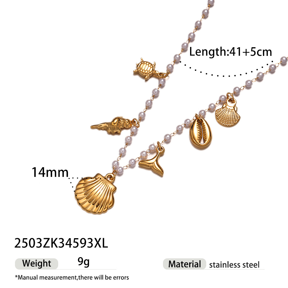 Collar de acero inoxidable TENA Europa y América, moda femenina, collar de colgante de concha natural, ligero, lujoso, popular, venta caliente transfronteriza