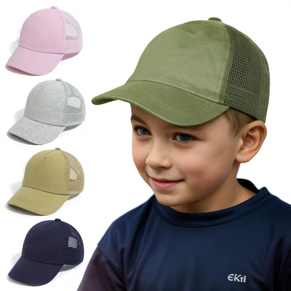 Children's Baseball Cap Summer New Style Solid Color Sun Protection Visor Hat for Boys and Girls Outdoor Leisure Peaked Cap Mesh Cap