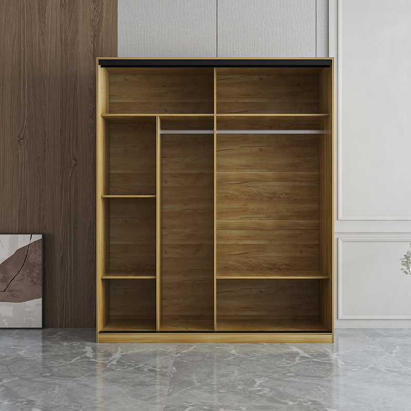 De alta calidad armario dormitorio puerta plana armario de almacenamiento armario ropa colgando armario de vidrio gabinete moderno estilo minimalista image 4