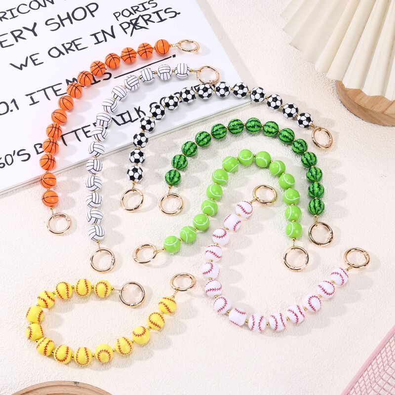 Cross-Border Sports Ball Beaded Chain Bag Chain Basketball Football Baseball Tennis Watermelon Bead Chain Mobile Phone Bag Hanging Chain Cross-Border Sports Ball Beaded Chain Bag Chain Basketball Football Baseball Tennis Watermelon Bead Chain Mobile Phone Bag Hanging Chain