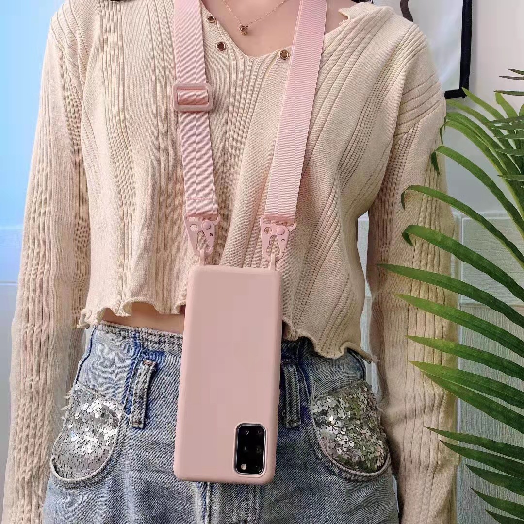 Silicone Crossbody Phone Case With Hanging Cord For Samsung_voghion.com