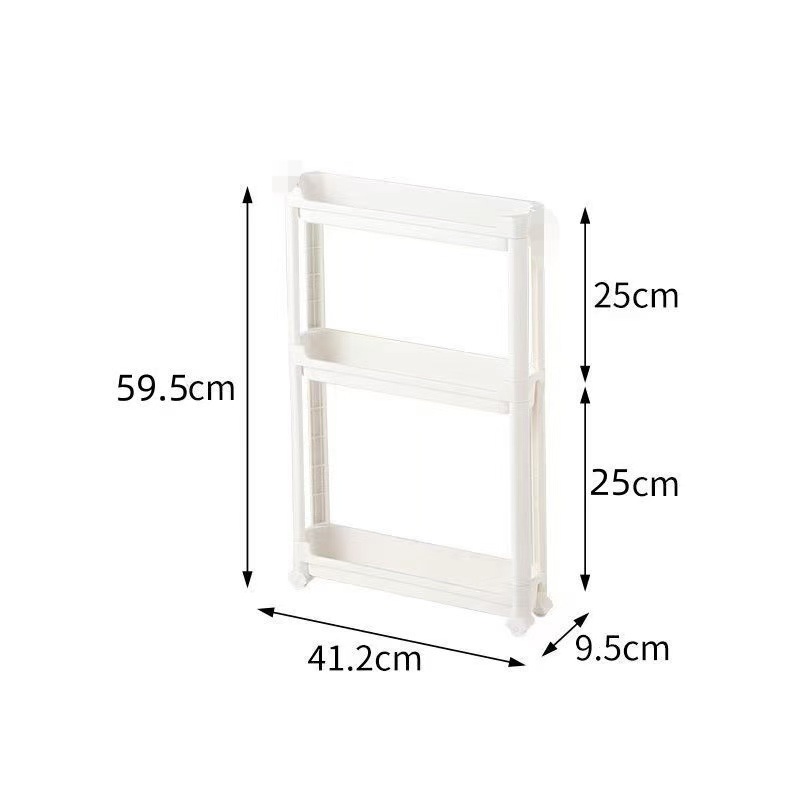 9.5cm 와이드 3단 선반, 바퀴 포함(긴 막대 2개)