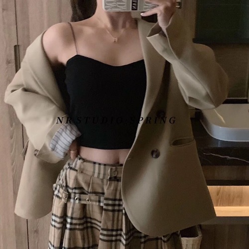 Cross-border oil painting girl's threaded cotton suspender beautiful back vest wraps the chest to prevent exposure casual and versatile outer wear bottoming underwear