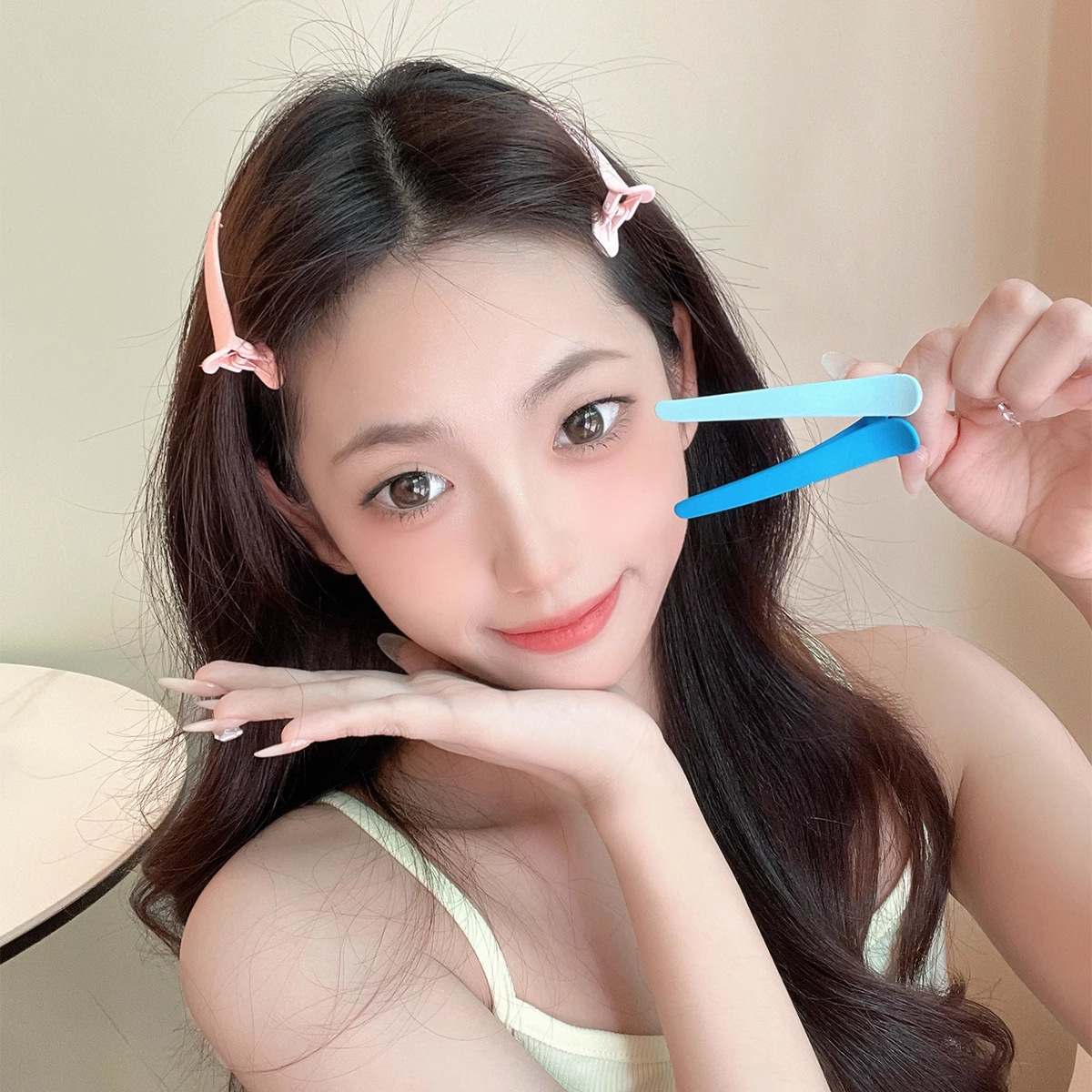 Clip de boca de pato de dopamina de color posicionamiento pin de cabello sin rastro para mujeres maquillaje especial pin de cabello lateral un clip de cabello