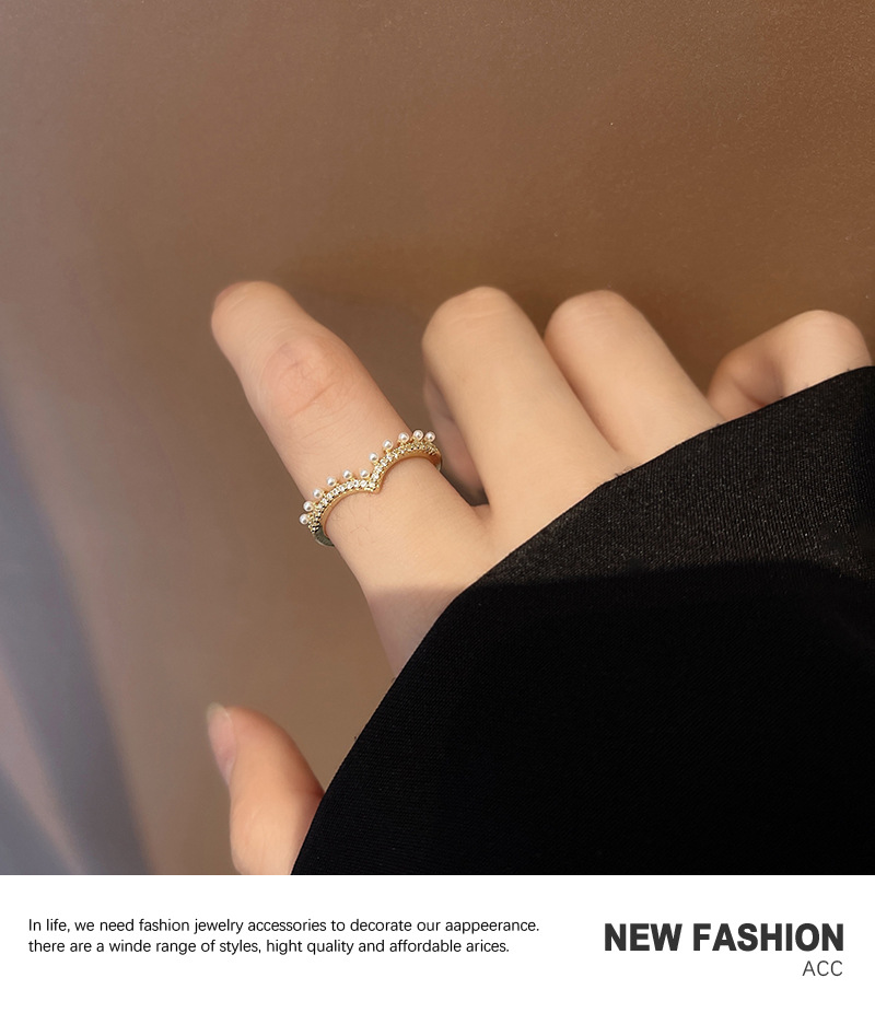 Korean simple zircon index finger ring pearl microinlaid zircon ring personality ring wholesalepicture5