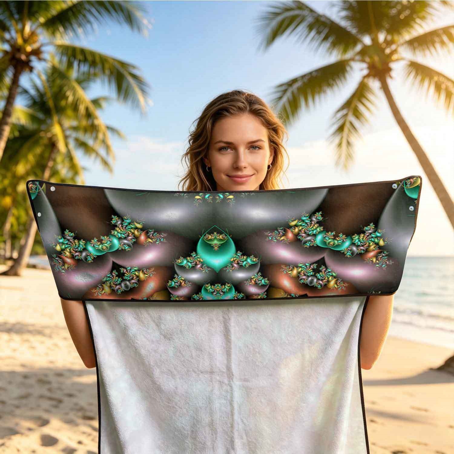 Geometric Bath Towel Car Seat Cover 2-in-1 Microfiber Outdoor Beach Car Dual-Use Universal Seat Cushion